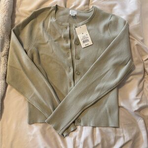 A New Day Ribbed Cardigan in Soft Green